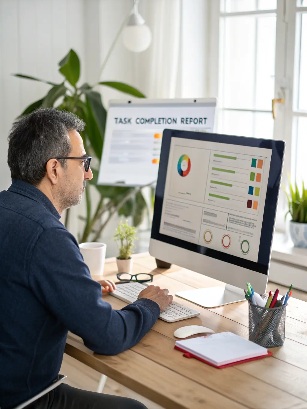 A hiring manager reviewing candidate assessment results on the UPLY Select platform, emphasizing the ease of use and data-driven insights.