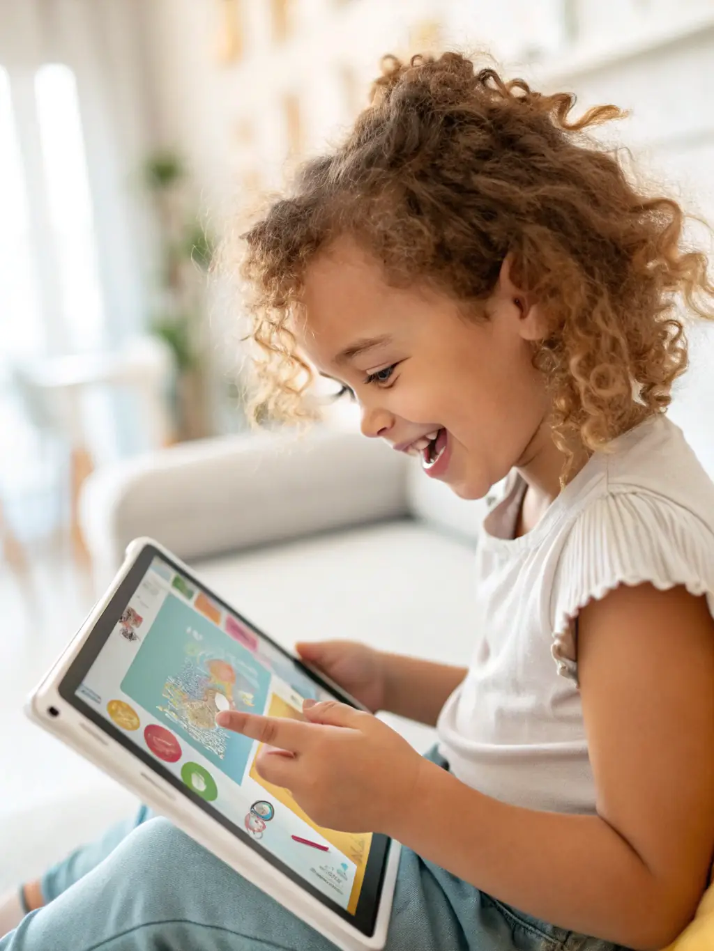 A close-up shot of a young professional excitedly watching a webinar on career development, highlighting exclusive content available to waitlist members.